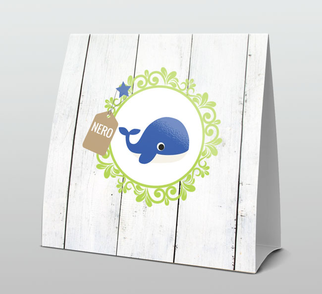 Blauw walvisje in een groen kadertje Blauw walvisje in een groen kadertje