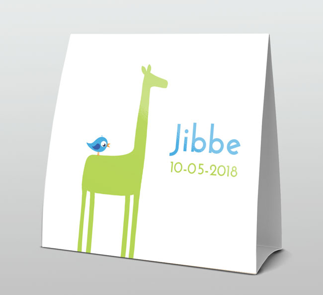 Grappige giraffe met vogeltje Grappige giraffe met vogeltje