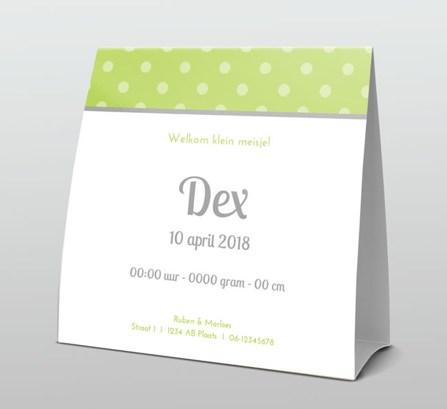 Fris groen met stippen en tekst in cirkel Fris groen met stippen en tekst in cirkel