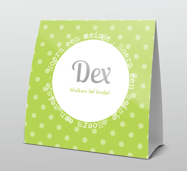 Fris groen met stippen en tekst in cirkel Fris groen met stippen en tekst in cirkel