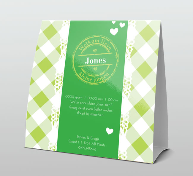 Vintage groen ruitje met kantje Vintage groen ruitje met kantje