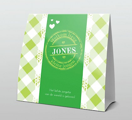 Vintage groen ruitje met kantje