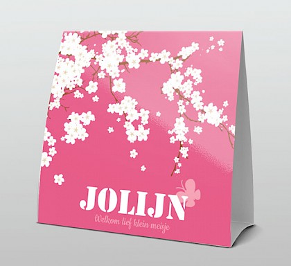 Roze met witte bloesem