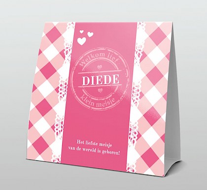 Vintage look met roze ruit en kantje Vintage look met roze ruit en kantje