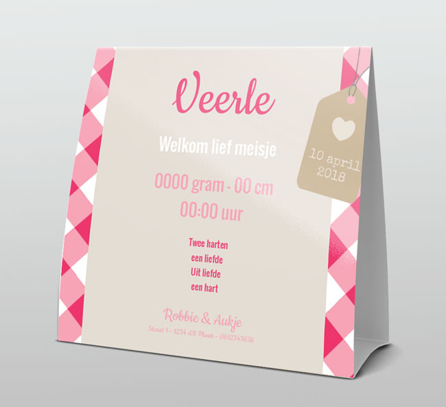 Hip met roze ruit en labeltje Hip met roze ruit en labeltje