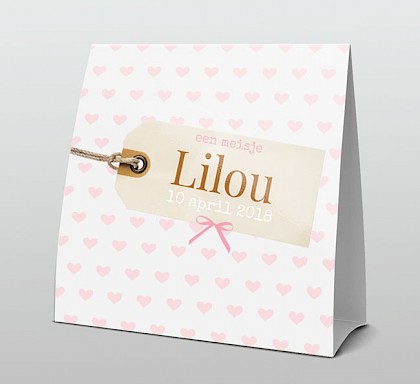 Lief met roze hartjes naamlabeltje