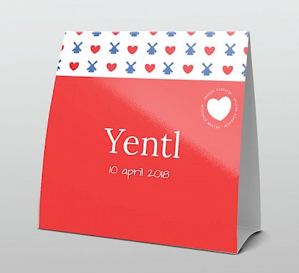 Hollands rood met blauwe molentjes