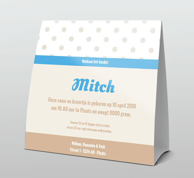 Trendy beige met lichtblauw lint Trendy beige met lichtblauw lint