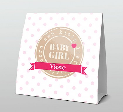 Trendy beige stempelkader met roze lint