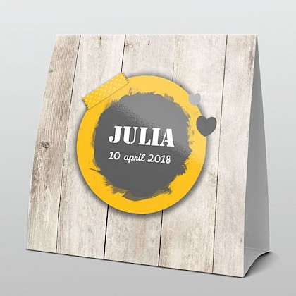 Super hip geel op steigerhout