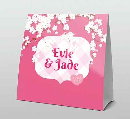 Tweeling meisjes roze met witte bloesem