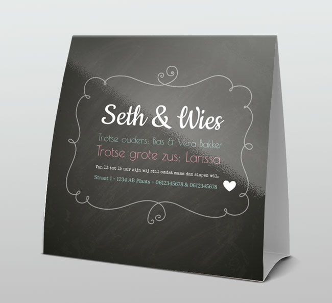 Tweeling trendy krijtbord met tekst Tweeling trendy krijtbord met tekst