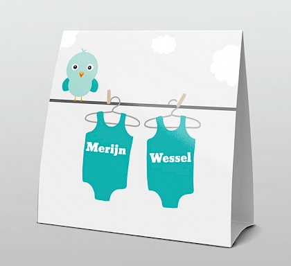 Tweeling jongetjes blauwe rompertjes