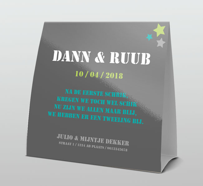 Tentkaart tweeling "Ster" Tentkaart tweeling "Ster"