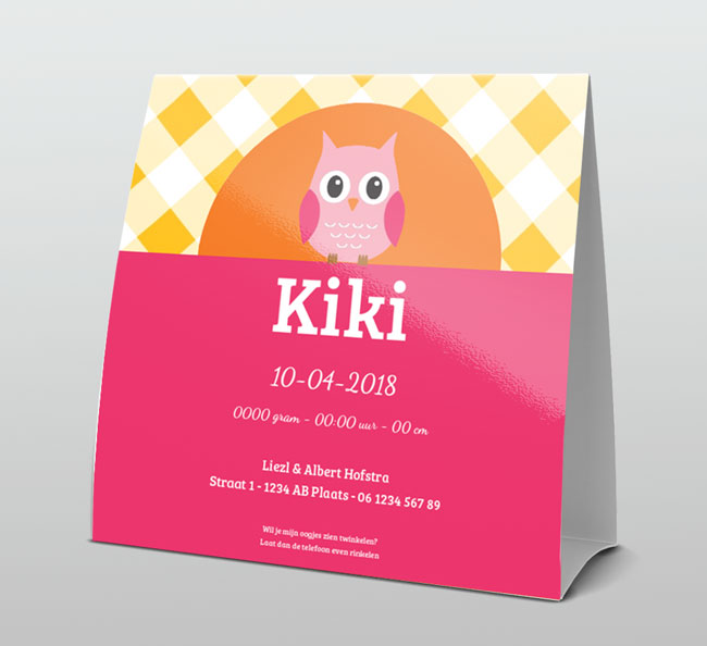 Roze uil met hippe kleuren Roze uil met hippe kleuren