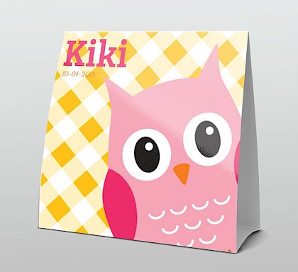 Roze uil met hippe kleuren