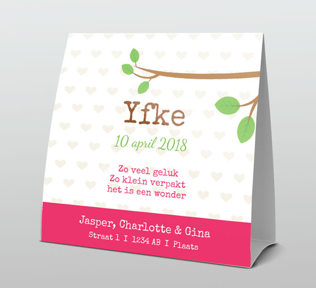 Roze uil beige hartjes Roze uil beige hartjes