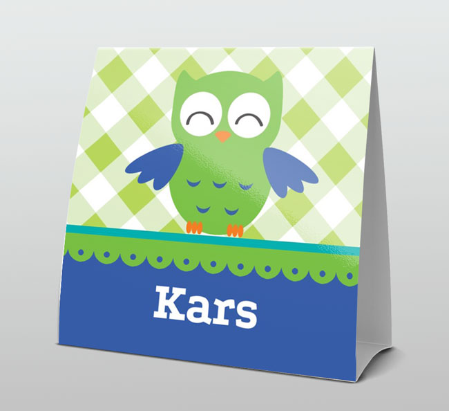 Groen met blauw vrolijk uiltje Groen met blauw vrolijk uiltje