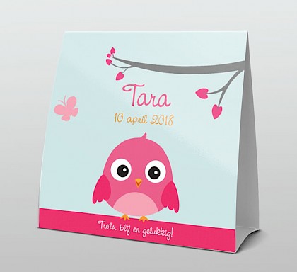 Tentkaart "Vogeltje roze" Tentkaart "Vogeltje roze"
