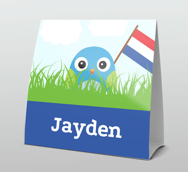 Blauw vogeltje met Nederlandse vlag Blauw vogeltje met Nederlandse vlag