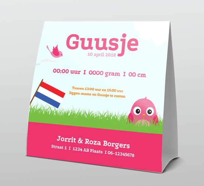 Roze vogeltje met Nederlandse vlag Roze vogeltje met Nederlandse vlag