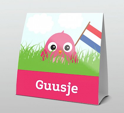 Roze vogeltje met Nederlandse vlag Roze vogeltje met Nederlandse vlag