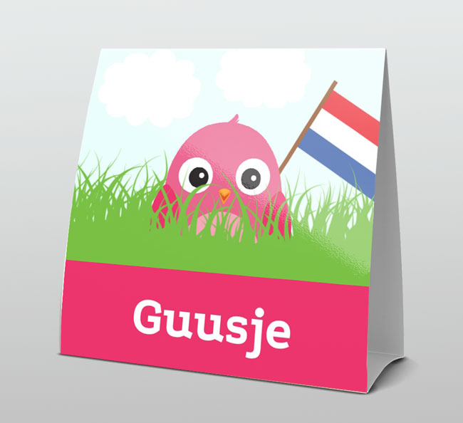 Roze vogeltje met Nederlandse vlag Roze vogeltje met Nederlandse vlag