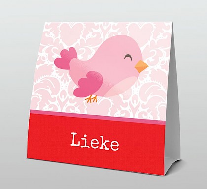 Lief roze met rood vrolijk vogeltje