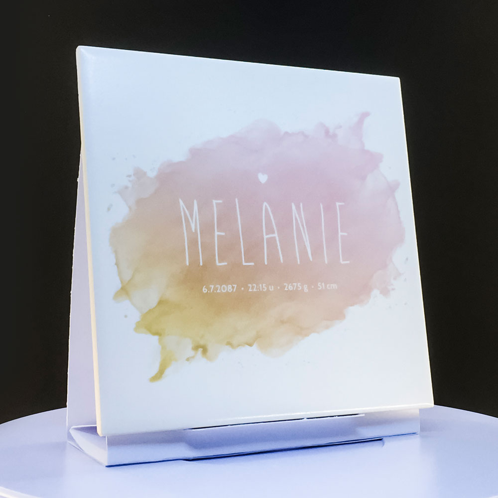 Geboortetegel "Waterverf Roze" Geboortetegel "Waterverf Roze"