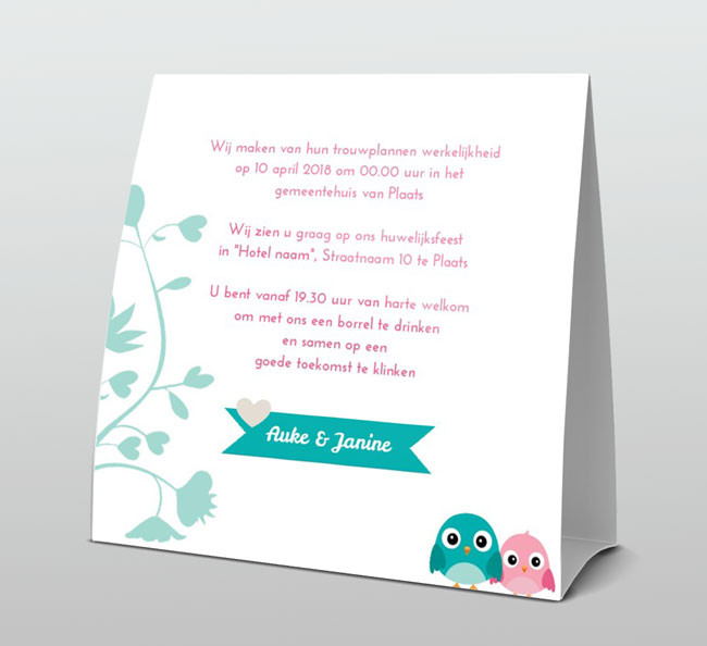 Tentkaart "Vogeltjes op tak" Tentkaart "Vogeltjes op tak"