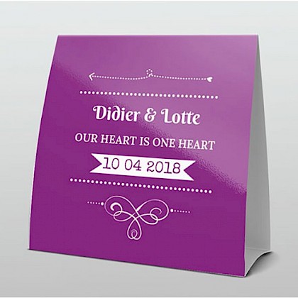 Hip paars met witte tekst