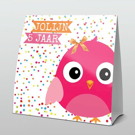 vrolijke uitnodiging met roze vogeltje vrolijke uitnodiging met roze vogeltje