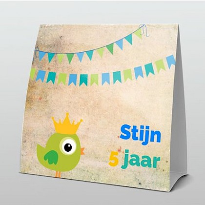 uitnodiging groen vogeltje met slingers