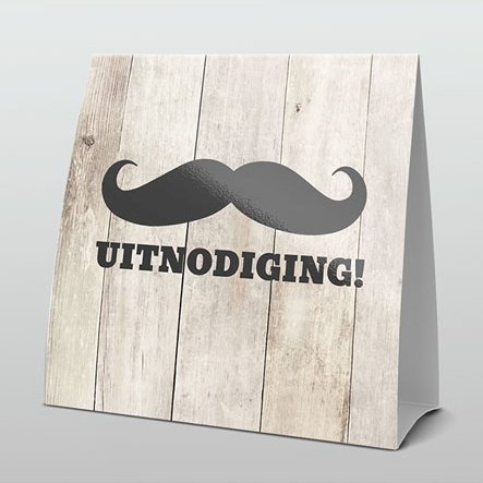 Stoere uitnodiging met snor Stoere uitnodiging met snor