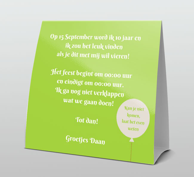 Vrolijke uitnodiging met ballonnen Vrolijke uitnodiging met ballonnen