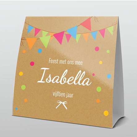 uitnodiging met vlaggetjes en confetti uitnodiging met vlaggetjes en confetti