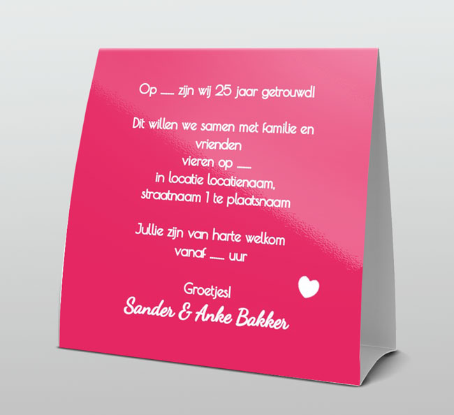 Uitnodiging jubileumkaart 25 jaar liefde Uitnodiging jubileumkaart 25 jaar liefde