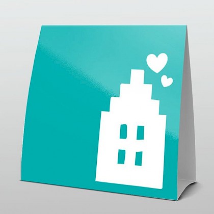 Hip turquoise met wit huisje