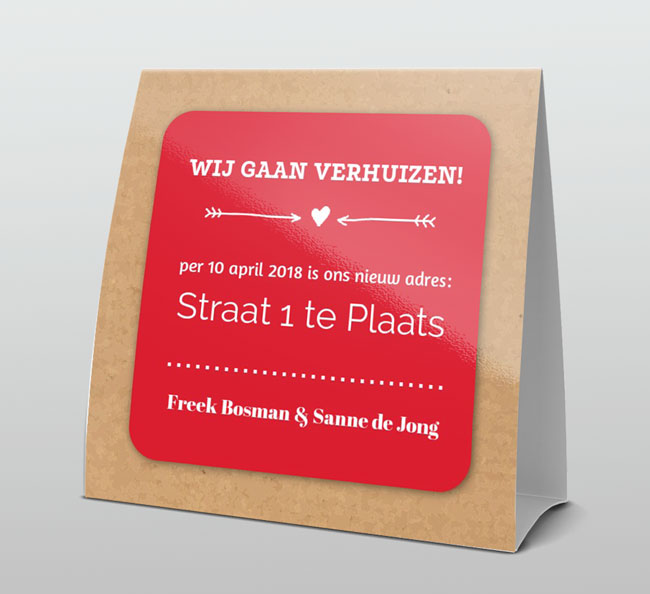 Hip karton met rood tekstvak Hip karton met rood tekstvak