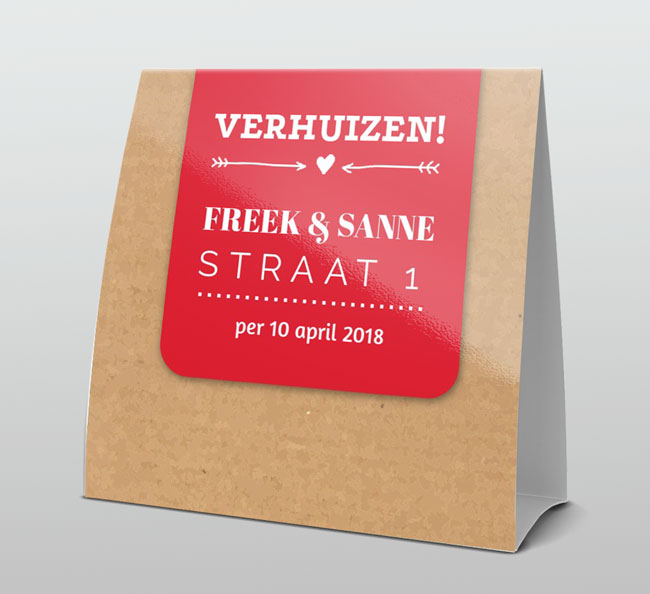 Hip karton met rood tekstvak Hip karton met rood tekstvak