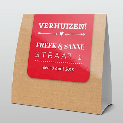 Hip karton met rood tekstvak Hip karton met rood tekstvak