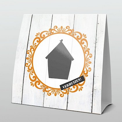 Hip oranje cirkel met huisje Hip oranje cirkel met huisje