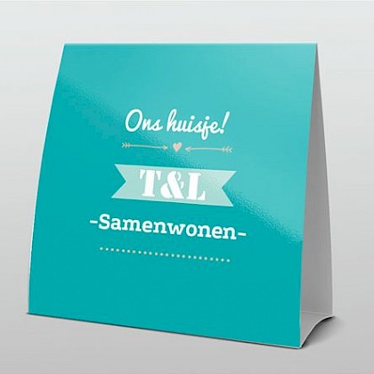 Trendy verhuiskaart in turquoise en wit