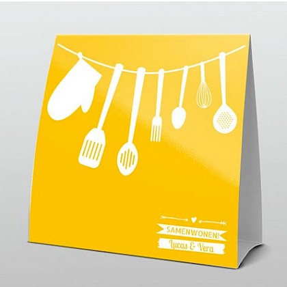 Grappig fel geel met bestek lijn