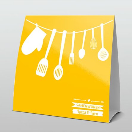 Grappig fel geel met bestek lijn Grappig fel geel met bestek lijn