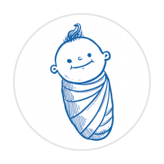 sluitzegel baby blauw pentekening