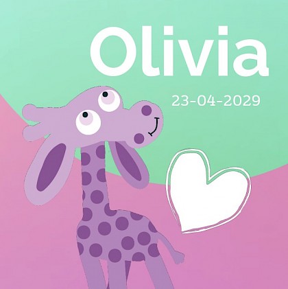 Gevouwen kaart met giraffe en hartje