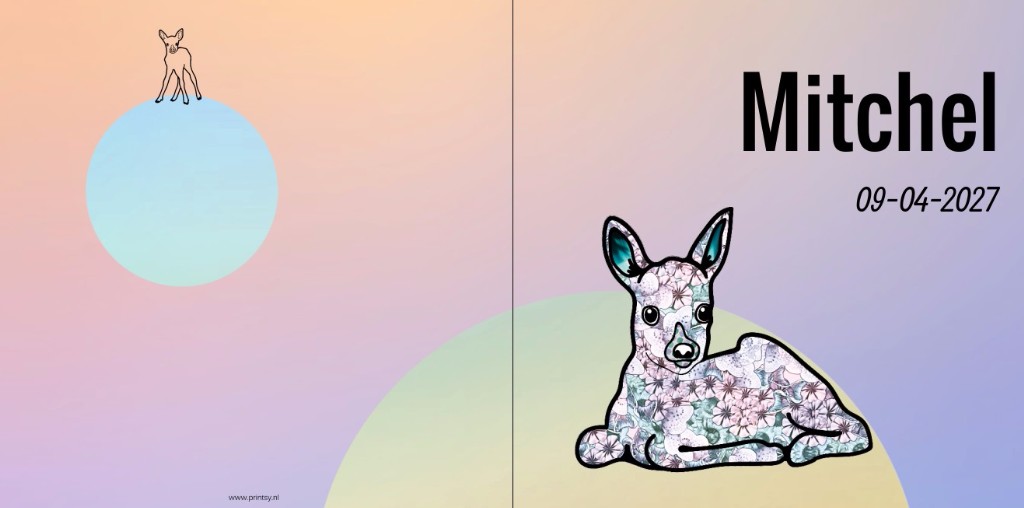 Gevouwen kaart "Baby hert" Gevouwen kaart "Baby hert"