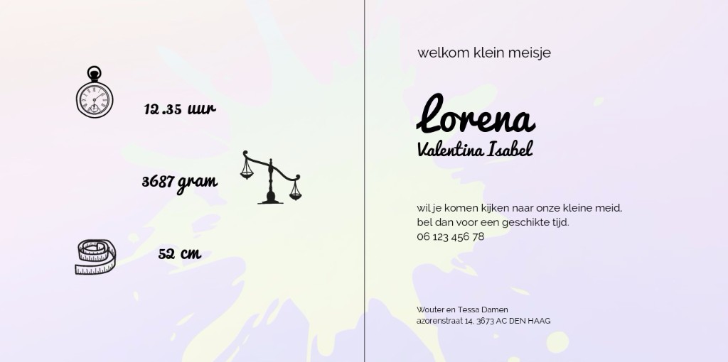 Gevouwen kaart dochter "Artistieke zwaan" Gevouwen kaart dochter "Artistieke zwaan"