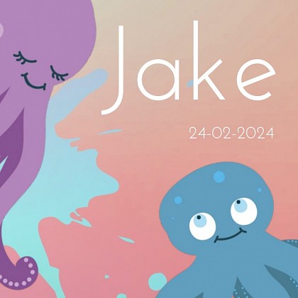 Gevouwen kaart "Octopusmoeder met baby"